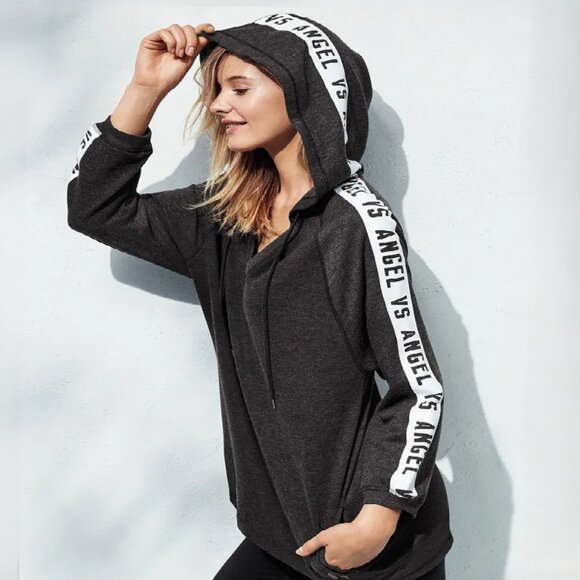 Y2K Victoria’s Secret Sz S VS Angel Gray Pullover hoodie Women's athleisure Cozy - Picture 3 of 11